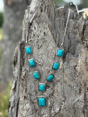 Square Turquoise Lariat Necklace