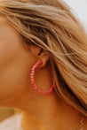 Stacked Pink Bead Hoop EarringsPinkOS