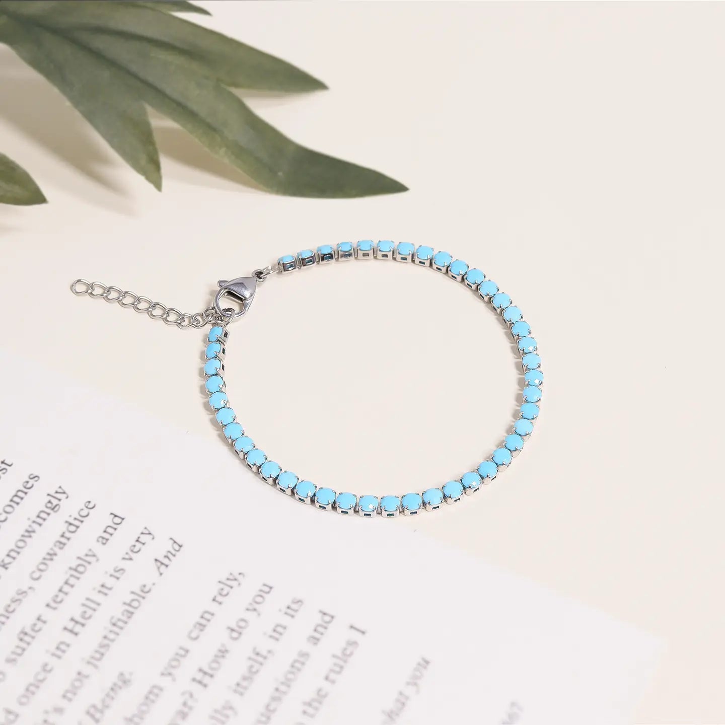 Stainless Steel Turquoise Tennis Bracelet