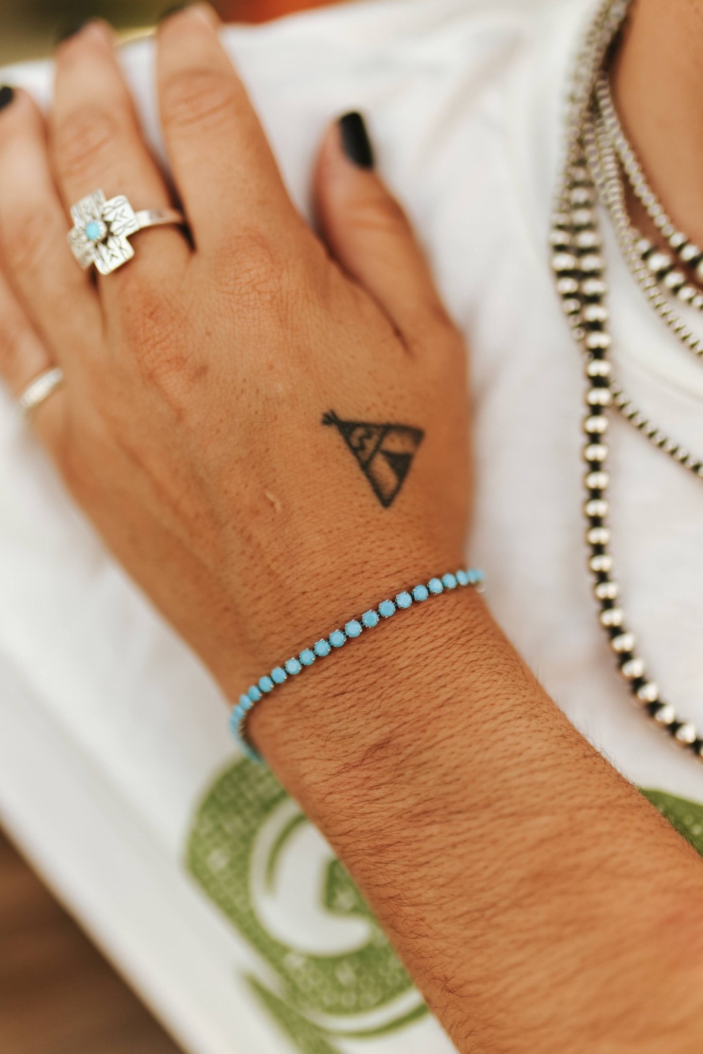 Stainless Steel Turquoise Tennis Bracelet