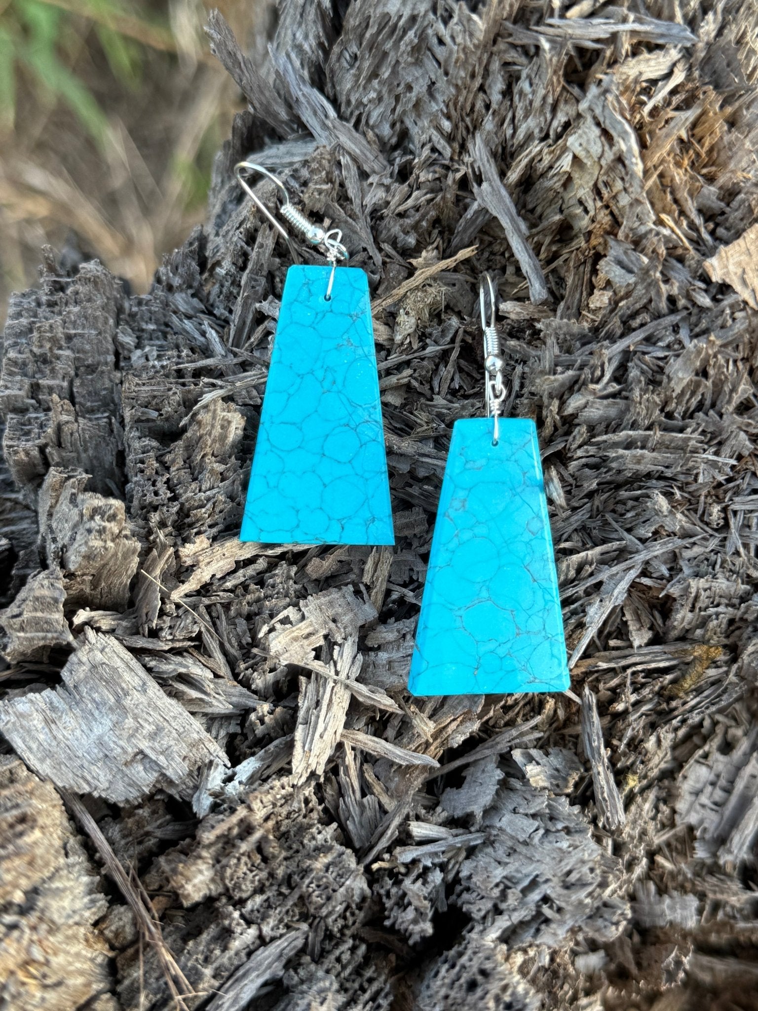 Sterling Silver Turquoise Trapezoid Earrings