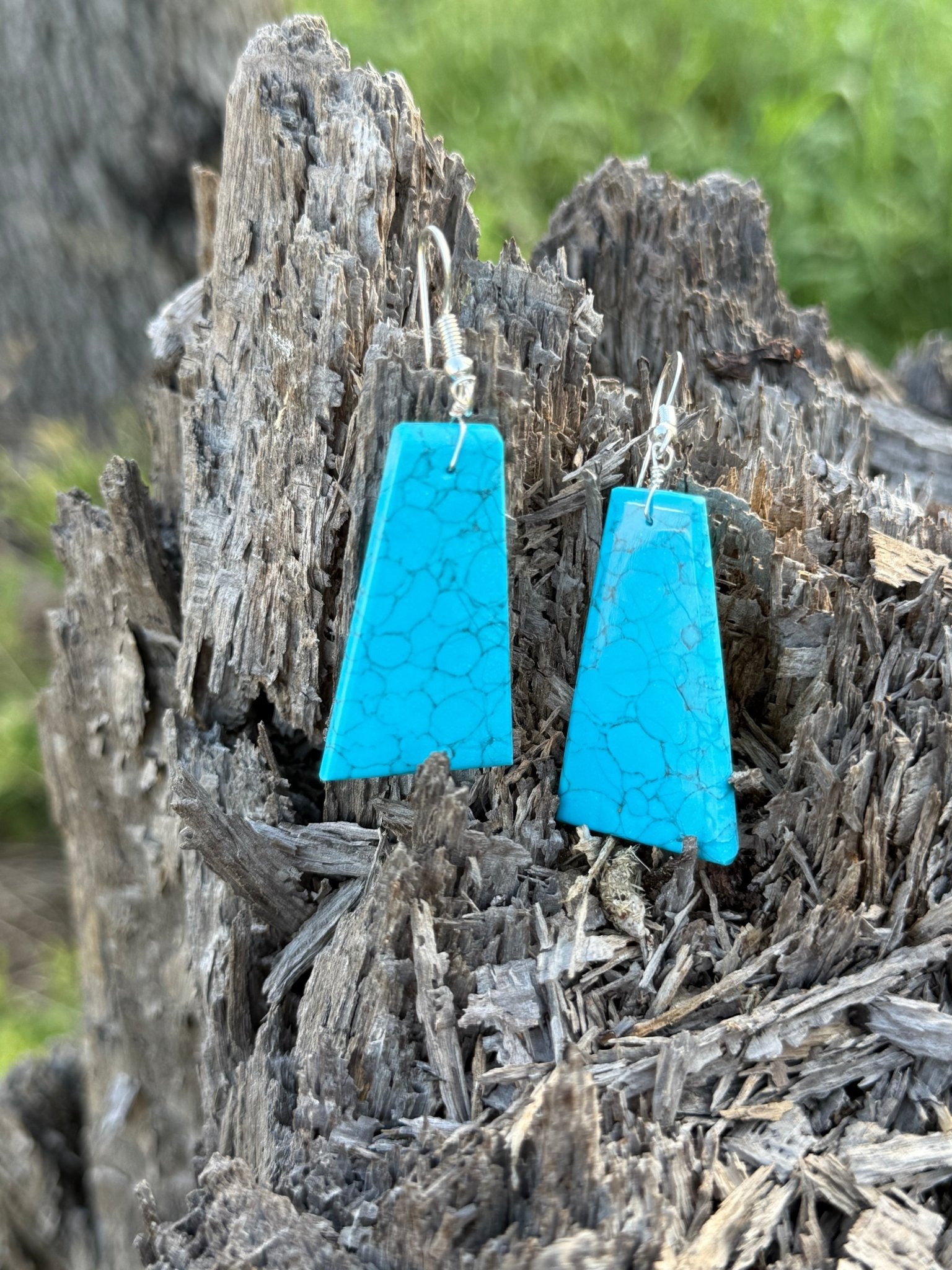 Sterling Silver Turquoise Trapezoid Earrings