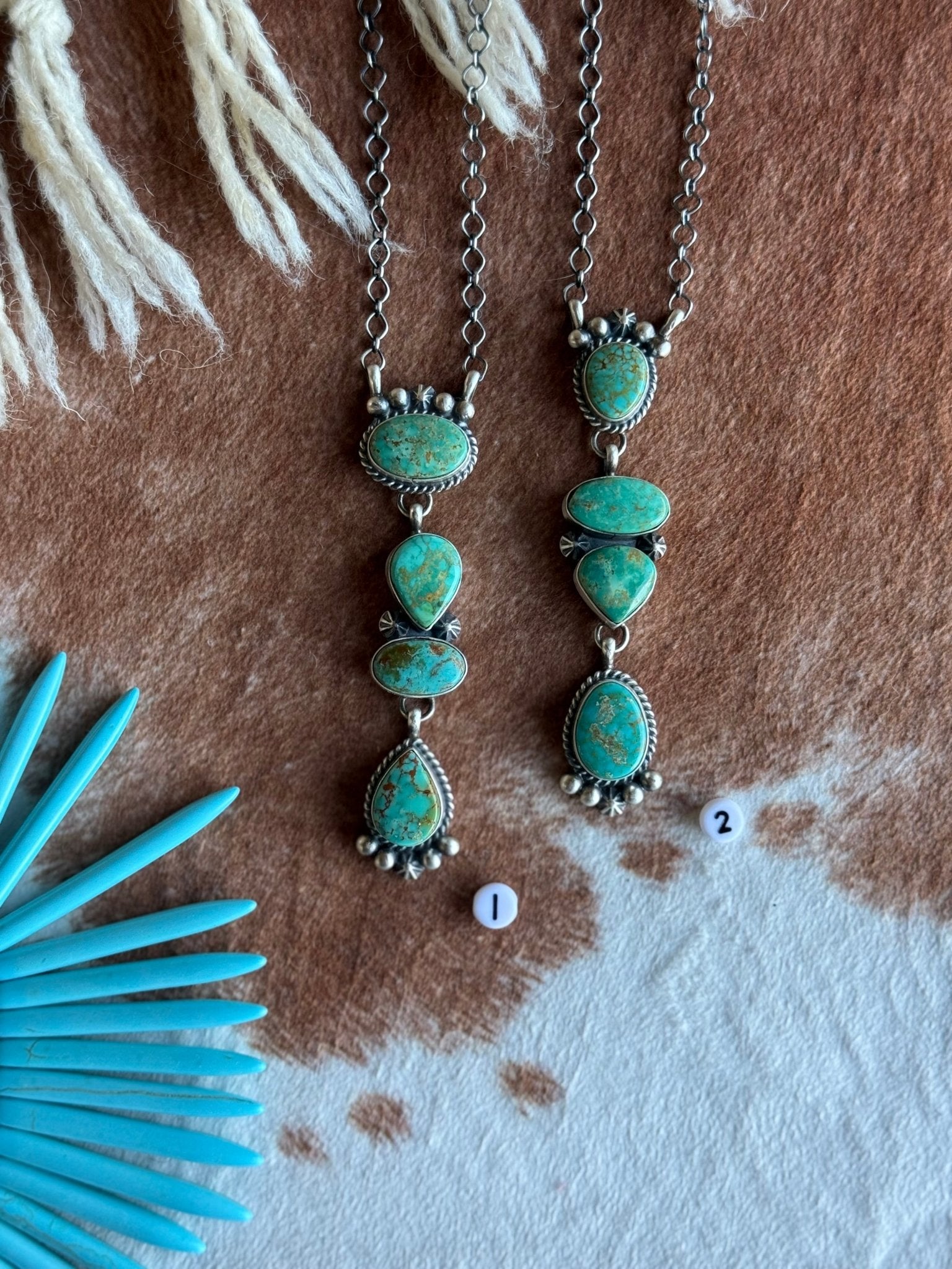 Tiered Turquoise Lariat Necklace