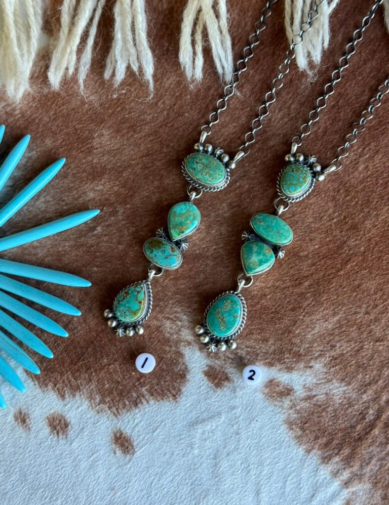 Tiered Turquoise Lariat Necklace
