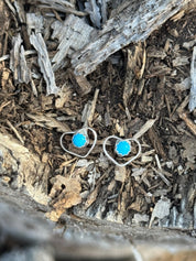 Tiny Kingman Heart Stud Earrings