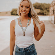 Turquoise Accent Concho NecklaceSilverOS