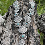 Turquoise Accent Concho NecklaceSilverOS