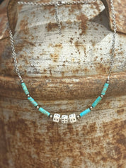 Turquoise And Dice Slot Necklace
