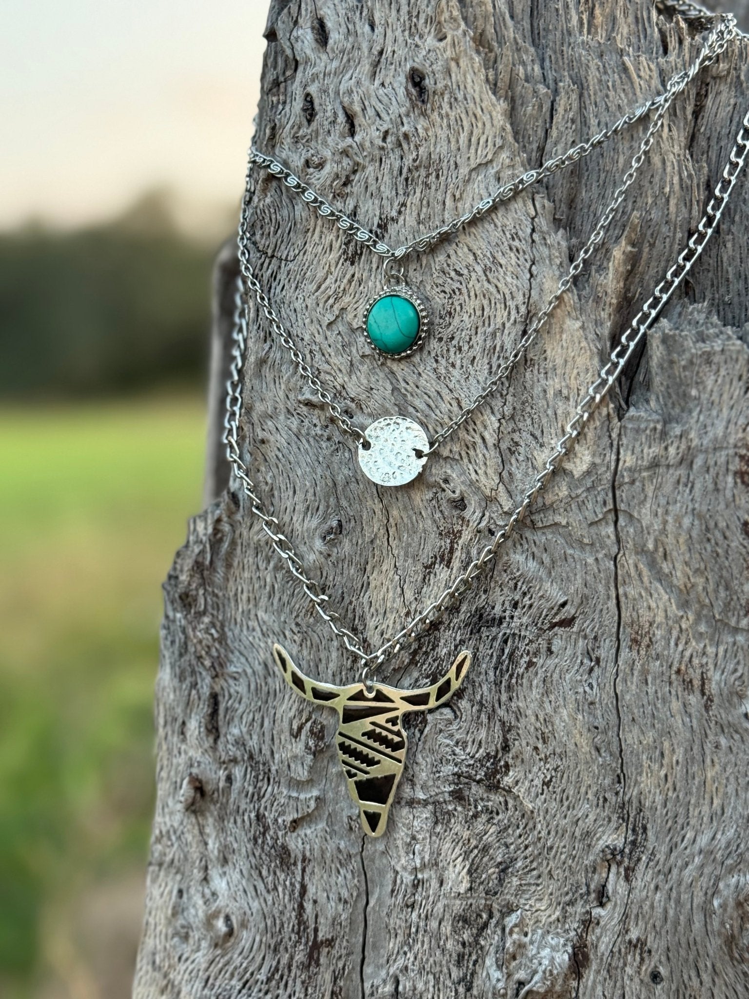 Turquoise and Steer Layered Necklace