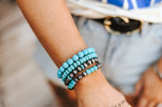 Turquoise Bar and Beads Bracelet Stack