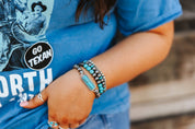 Turquoise Bar and Beads Bracelet Stack