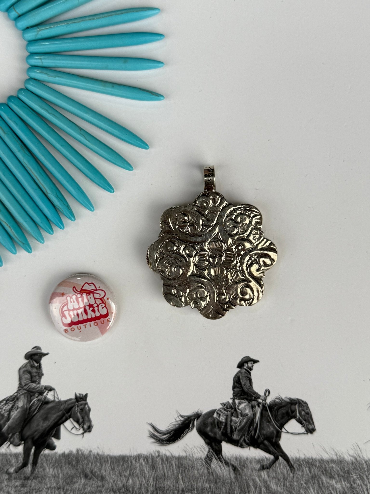 Turquoise Blossom Concho Pendant