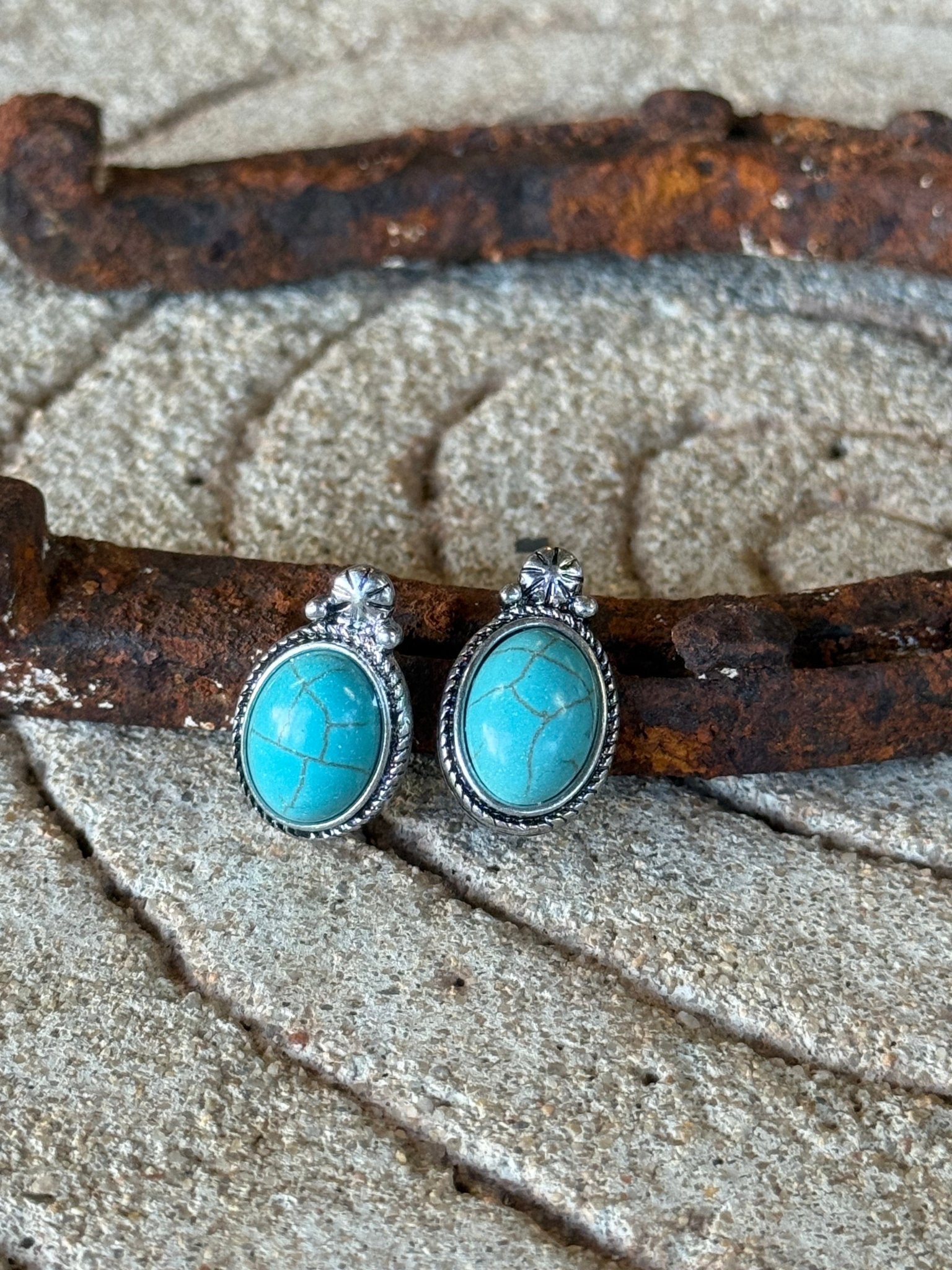 Turquoise Charm Stud Earrings