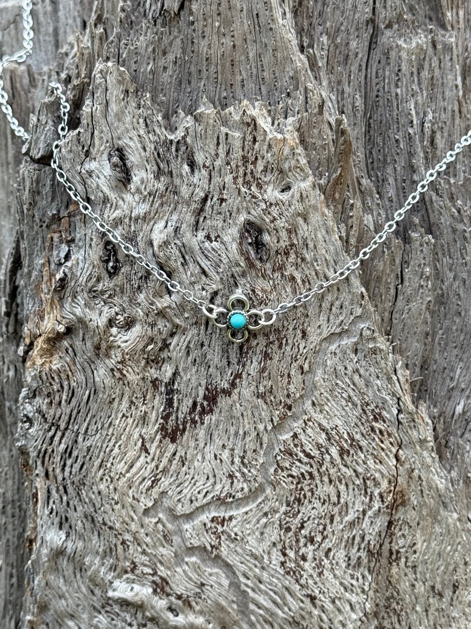 Turquoise Clover Pendant Chain Necklace