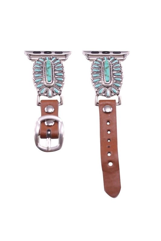Turquoise Cluster Faux Leather Apple Watch Band