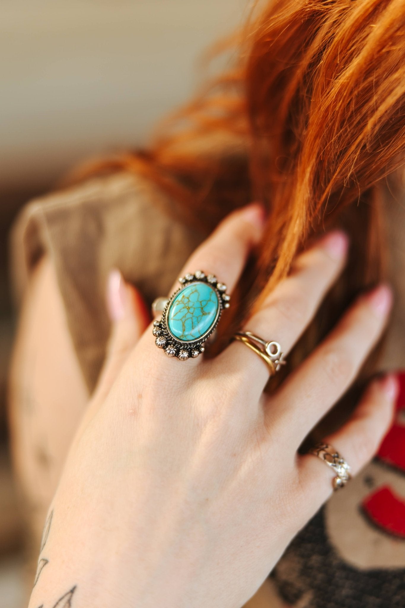 Turquoise Concho Stretch Ring