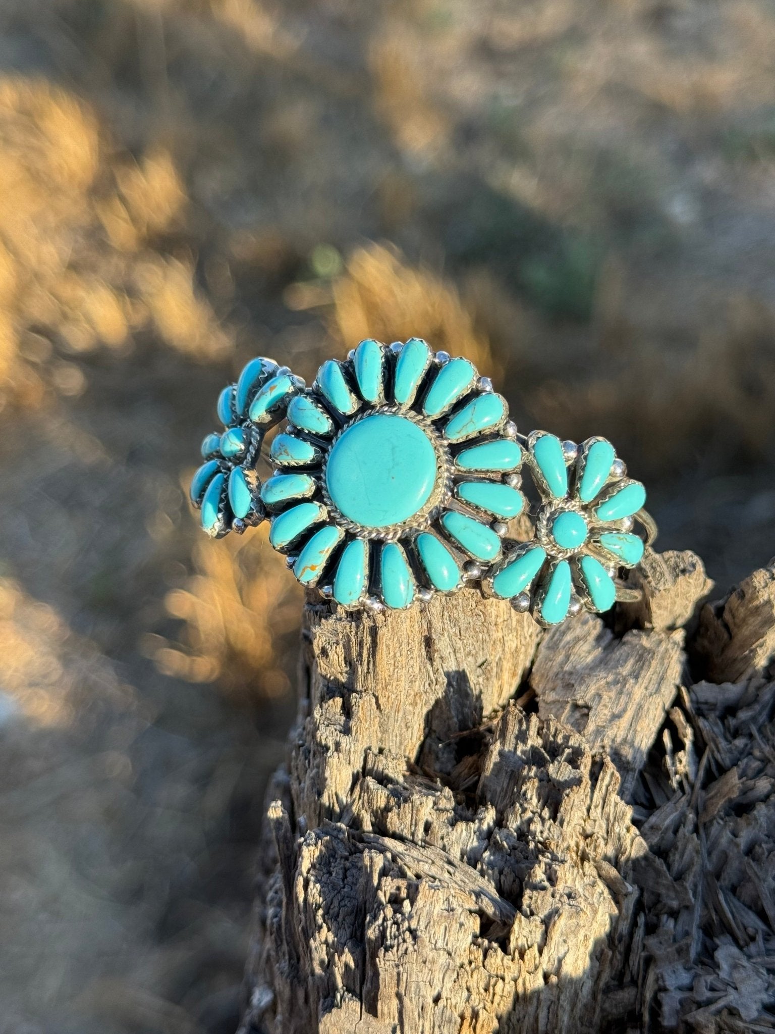 Turquoise Floral Blossom Cuff Bracelet