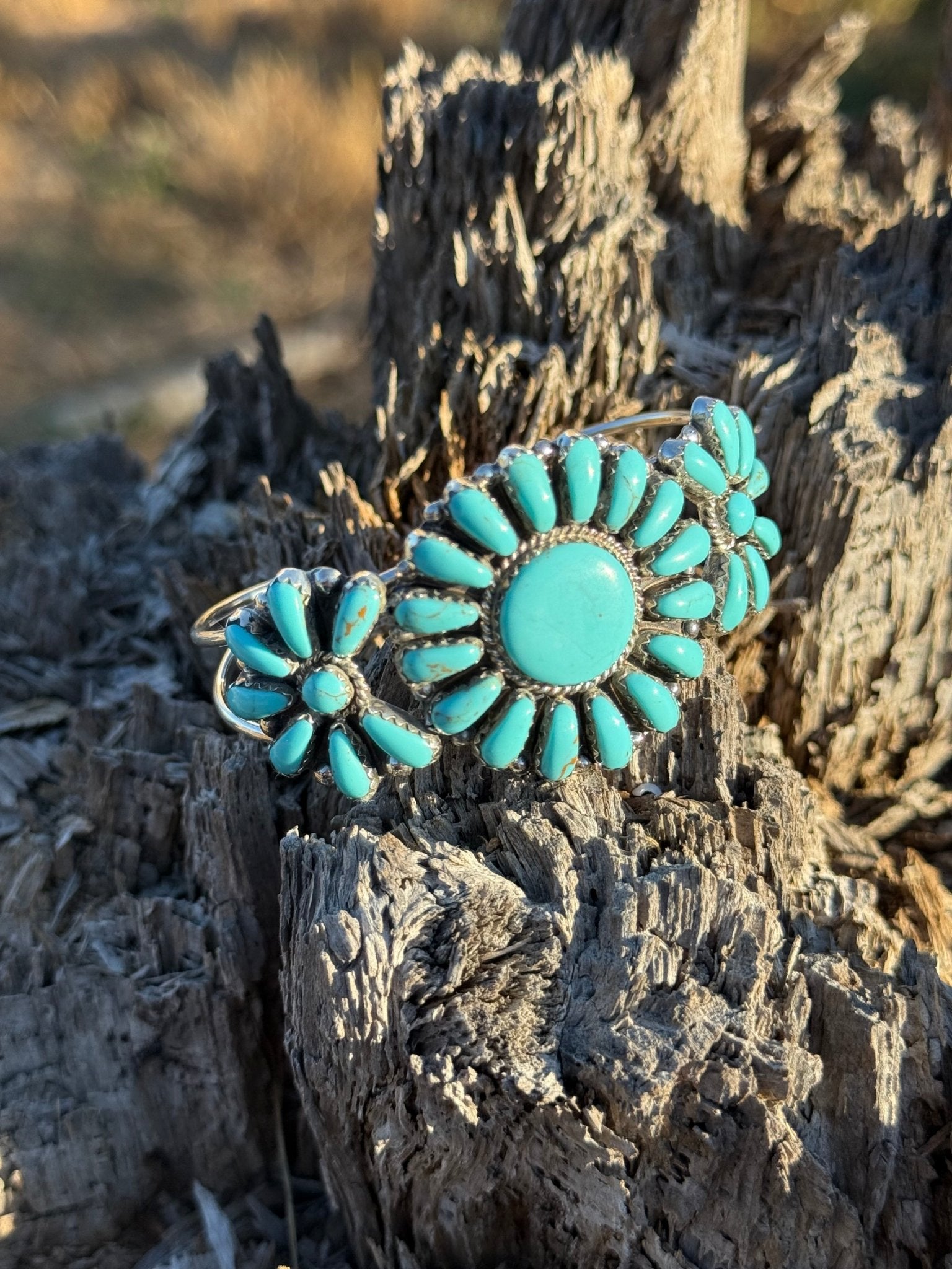 Turquoise Floral Blossom Cuff Bracelet