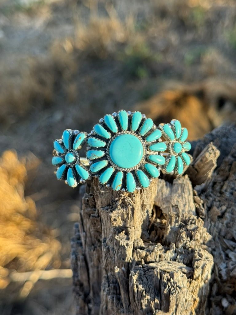 Turquoise Floral Blossom Cuff Bracelet