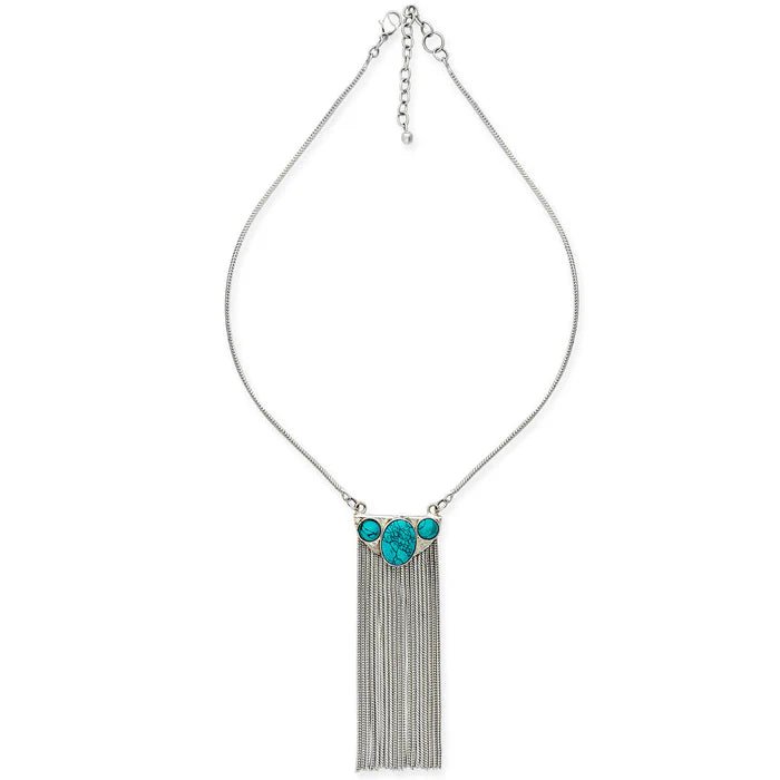 Turquoise Fringe Tassel Necklace