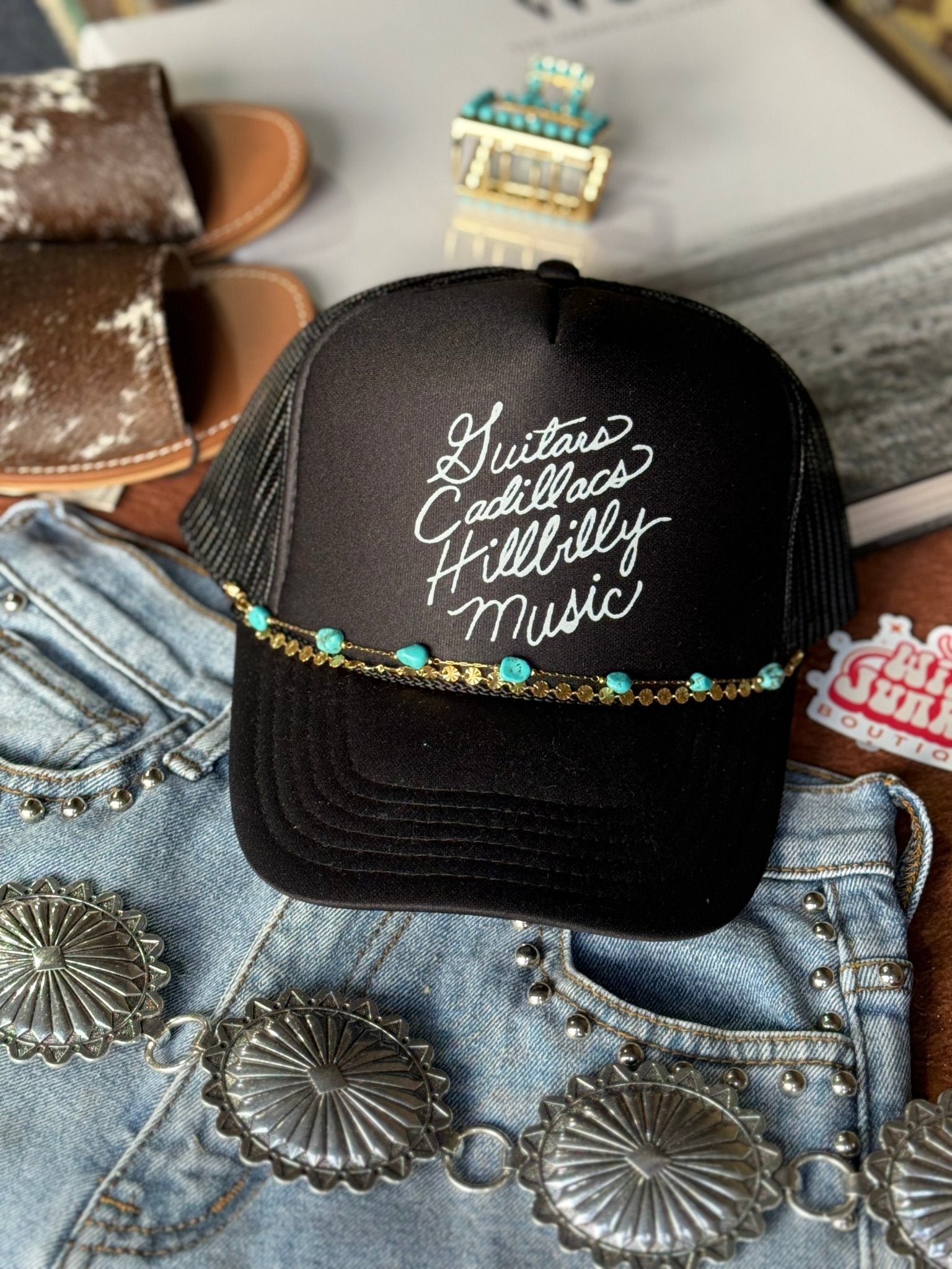 Turquoise Gold Trails Double Trucker Hat Chain