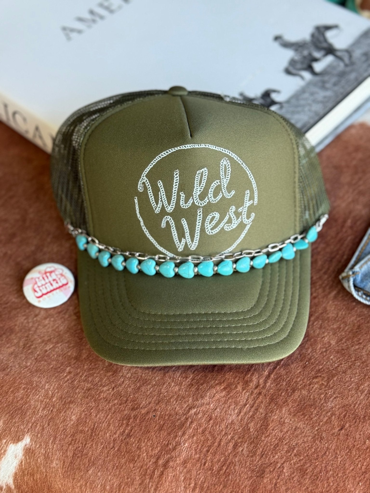 Turquoise Heart Double Trucker Hat Chain