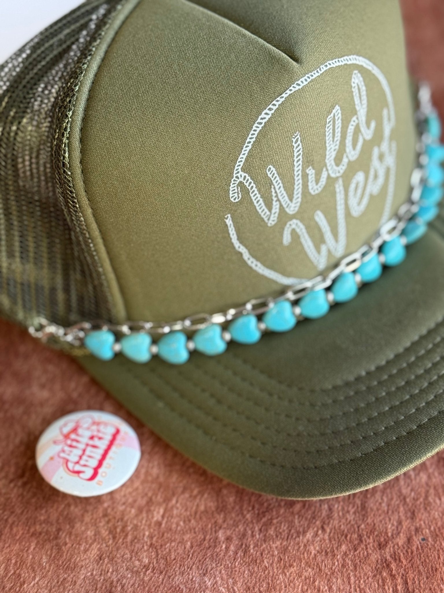 Turquoise Heart Double Trucker Hat Chain
