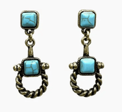 Turquoise Horse Bit Dangle Earrings