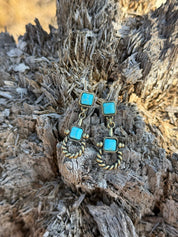 Turquoise Horse Bit Dangle Earrings