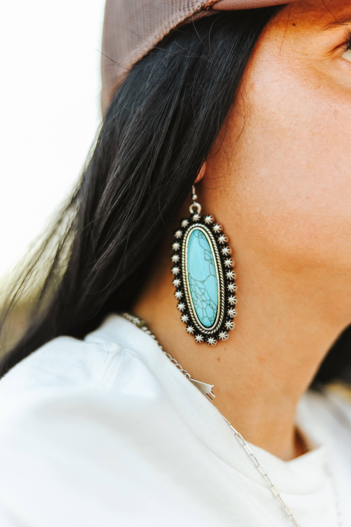 Turquoise Oval Concho Earrings