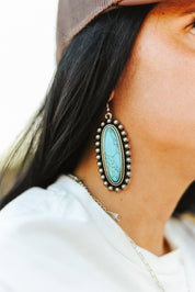 Turquoise Oval Concho Earrings