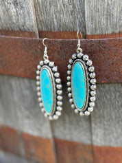 Turquoise Oval Concho Earrings