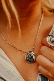 Turquoise Stone Cowboy Hat NecklaceSilverOS