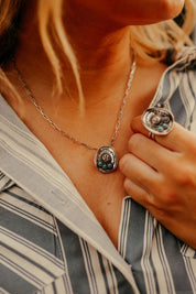Turquoise Stone Cowboy Hat NecklaceSilverOS