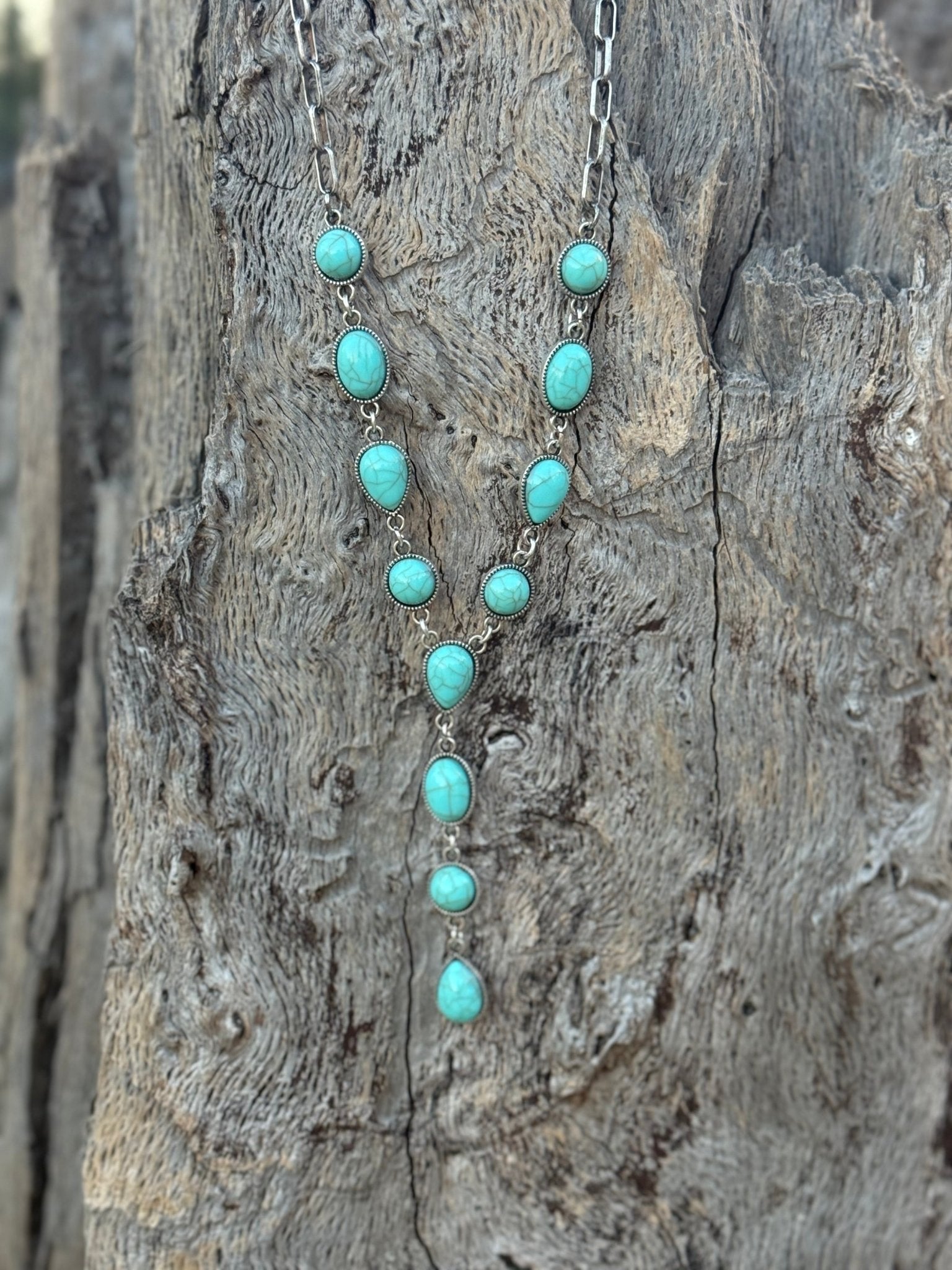 Turquoise Stones Lariat Necklace