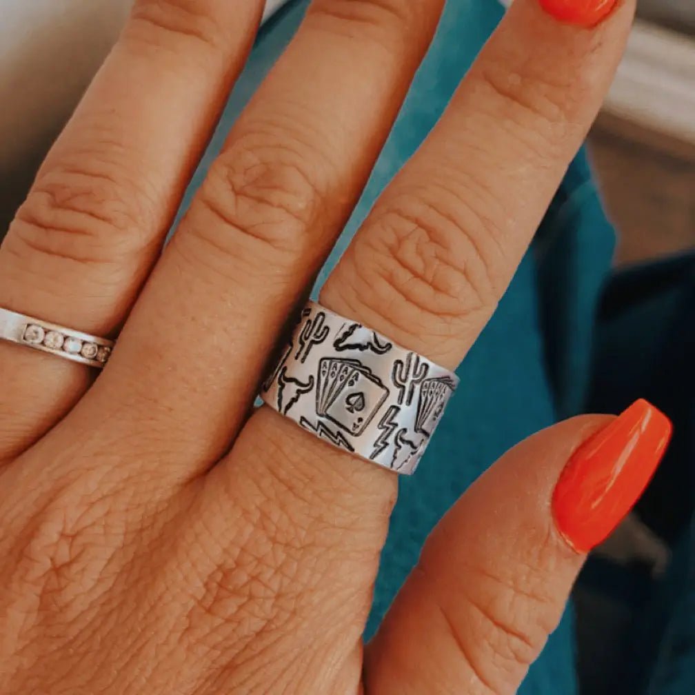 Western Aces Band Ring