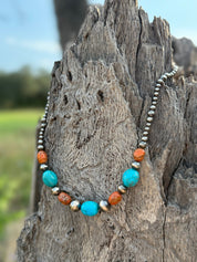 Western Coral Apple Beaded Necklace