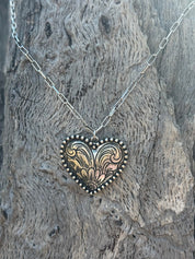 Western Etched Heart Necklace