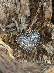 Western Etched Heart Necklace
