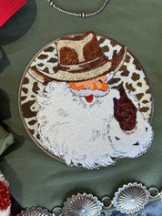 Western Santa Sequin Patch SweatshirtDark GreenS