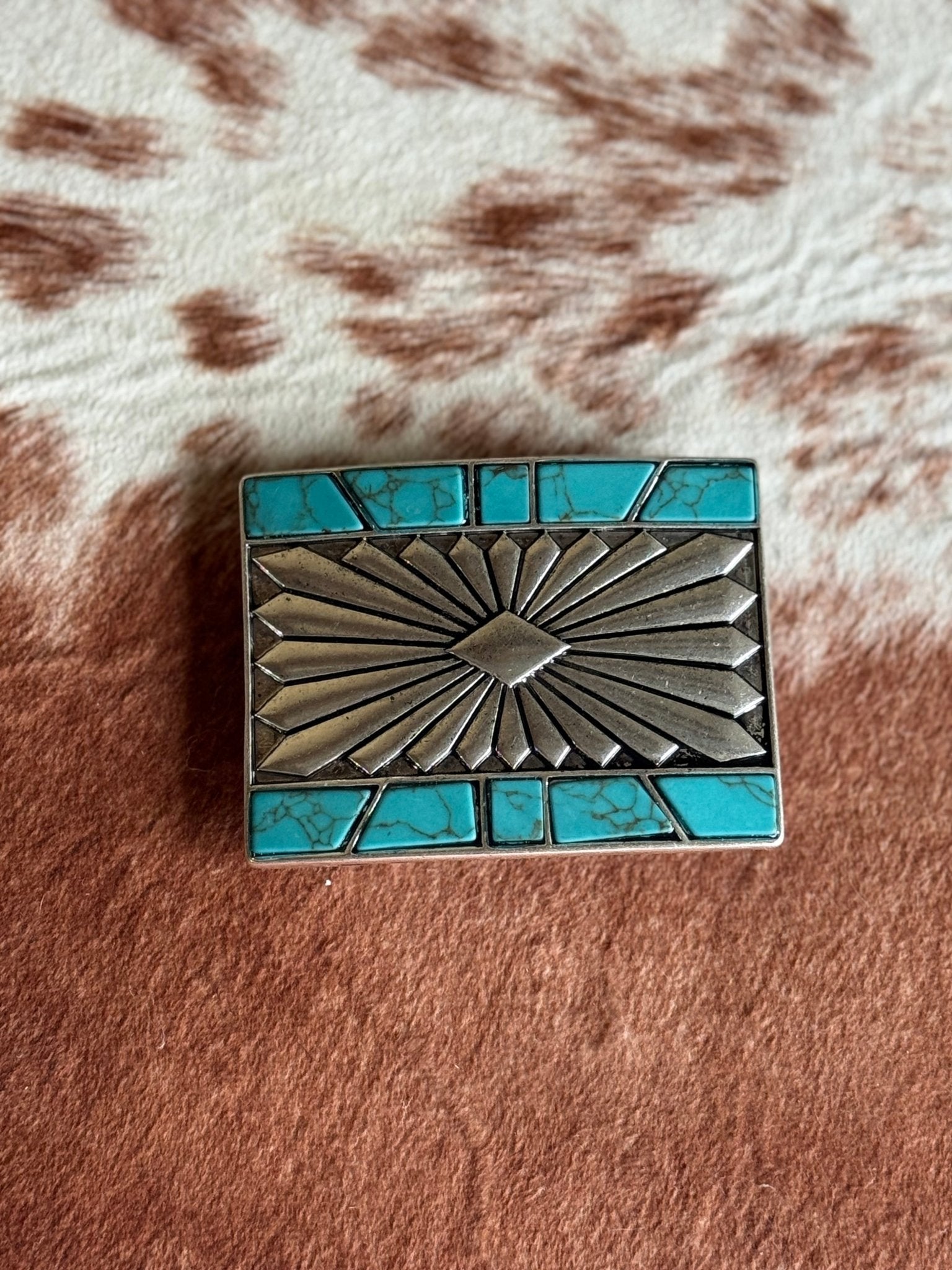 New Western turqouise belt buckle Western Belt Buckle with Turquoise Color Magnesite Stone in  main image 3