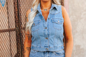 Western Yoke Denim VestS