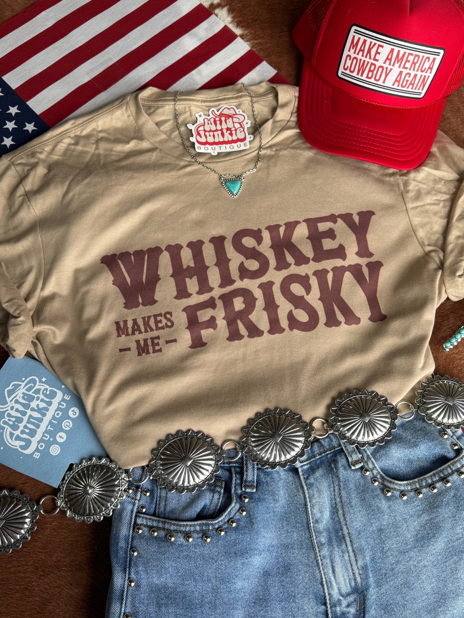 Whiskey Makes Me Friskey Graphic TeeAdd tee color hereS