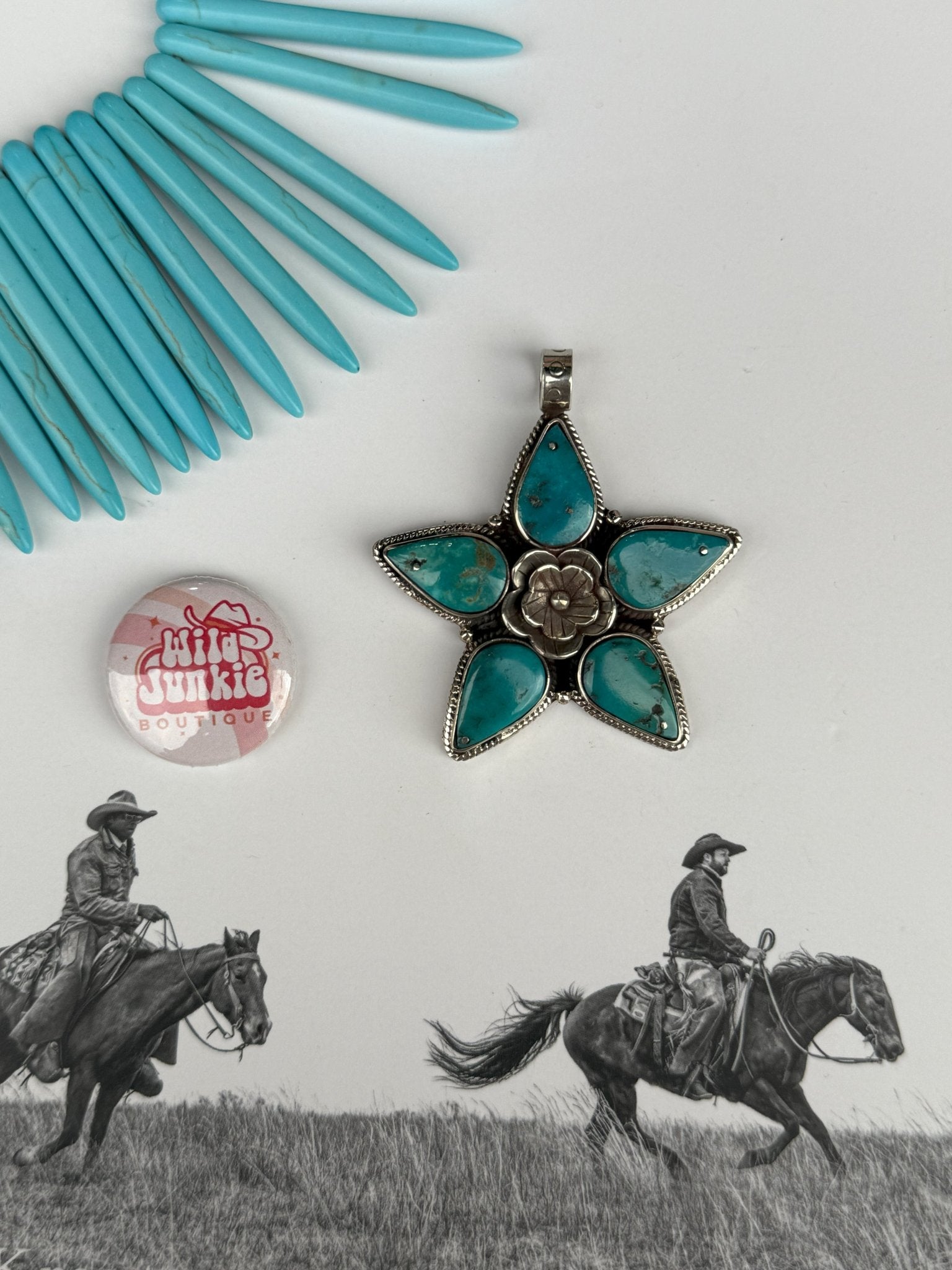 Wild West Bloom Turquoise Star Pendant