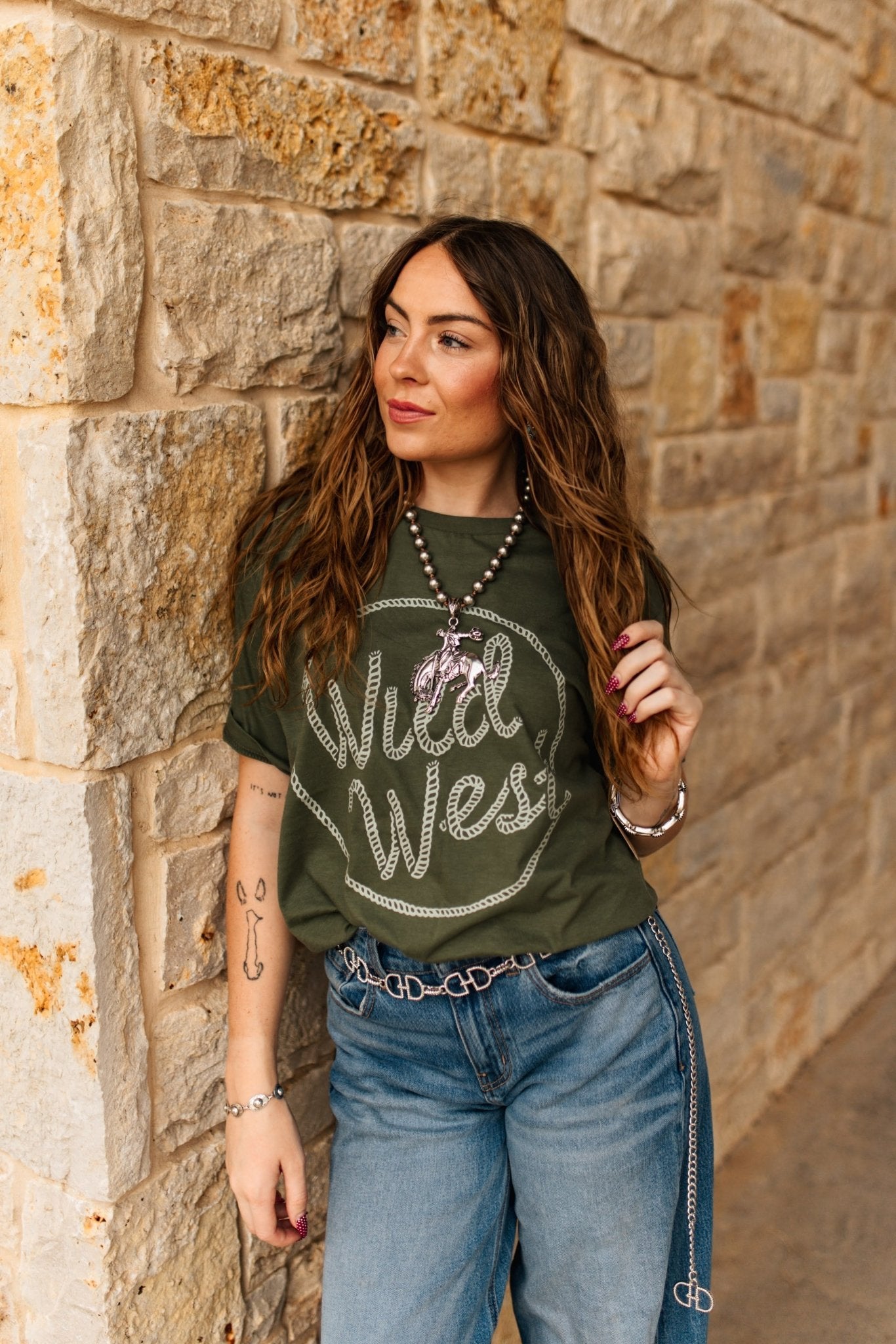 Wild West Rope Graphic TeeHeather Military GreenS