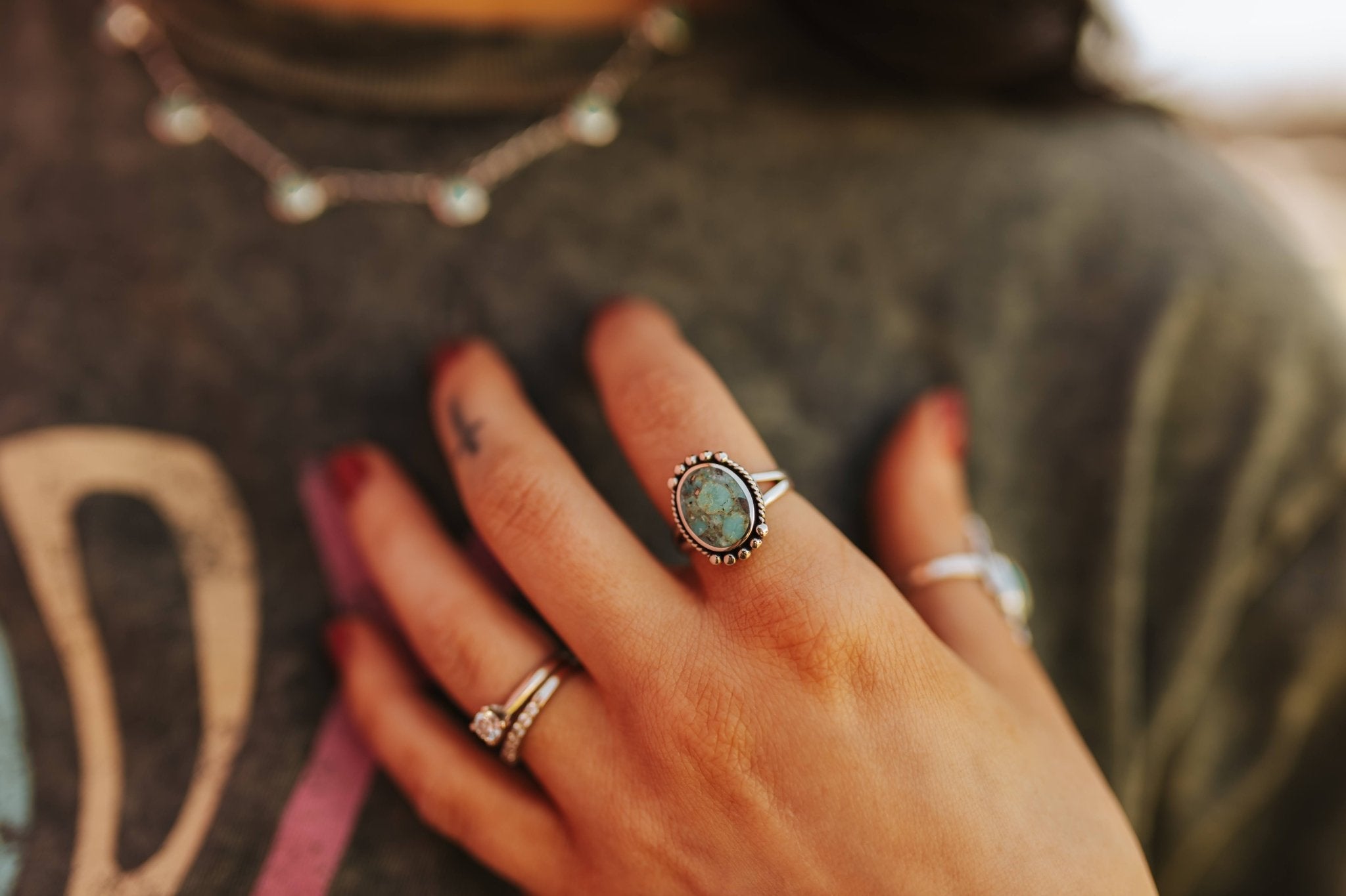 Authentic Bubble Oval Turquoise Stone RingTurquoise6