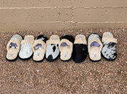 Authentic Cowhide Slippers - Salt & PepperBlack6