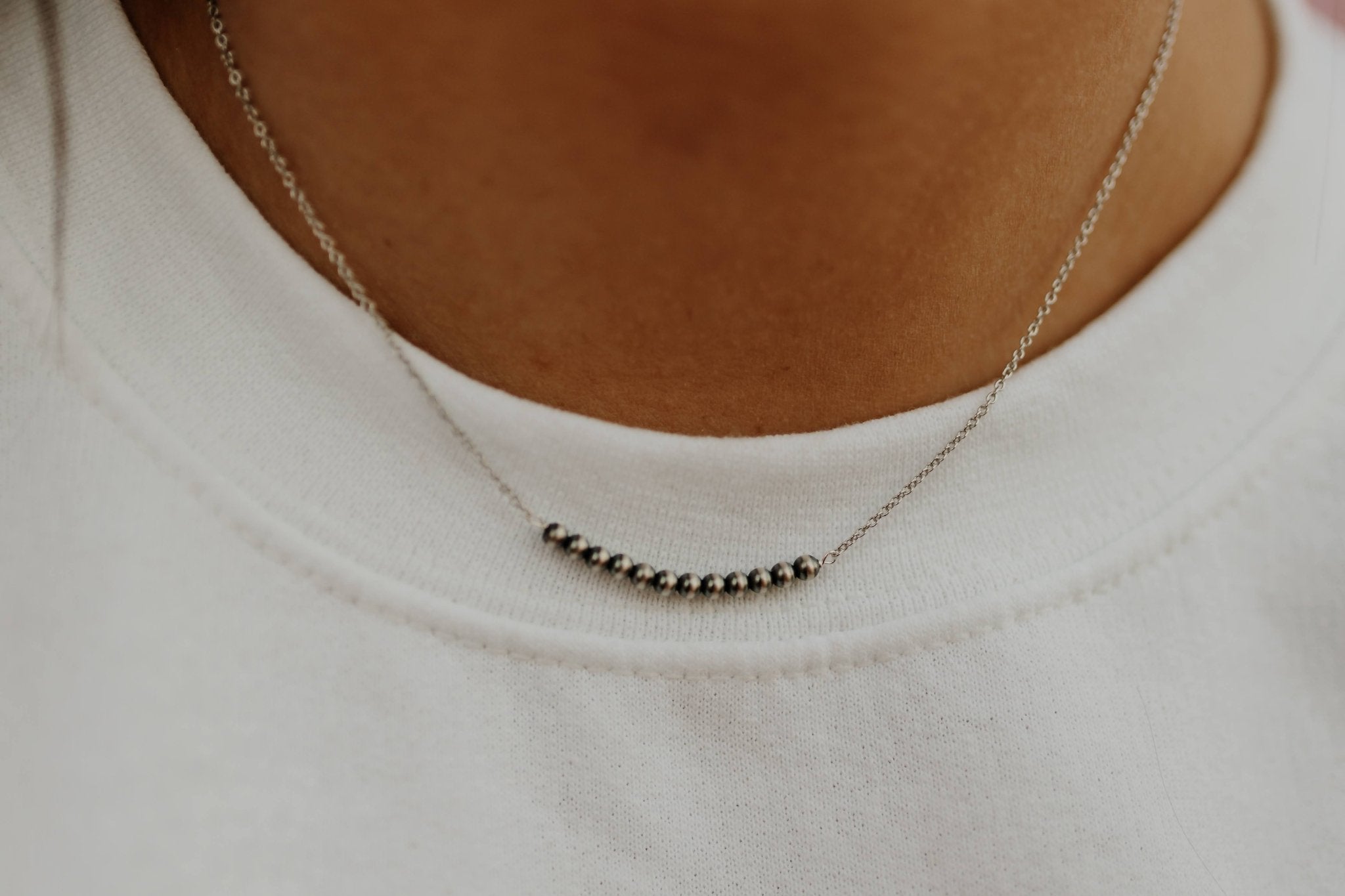 Authentic Navajo Pearl Bar NecklaceSilverOS