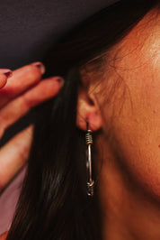 Barbed Wire Silvertone Hoop EarringsSilverOS