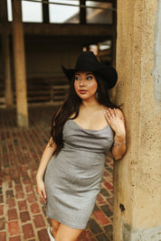 Cowl Neck Shimmer Mini DressSilverXS